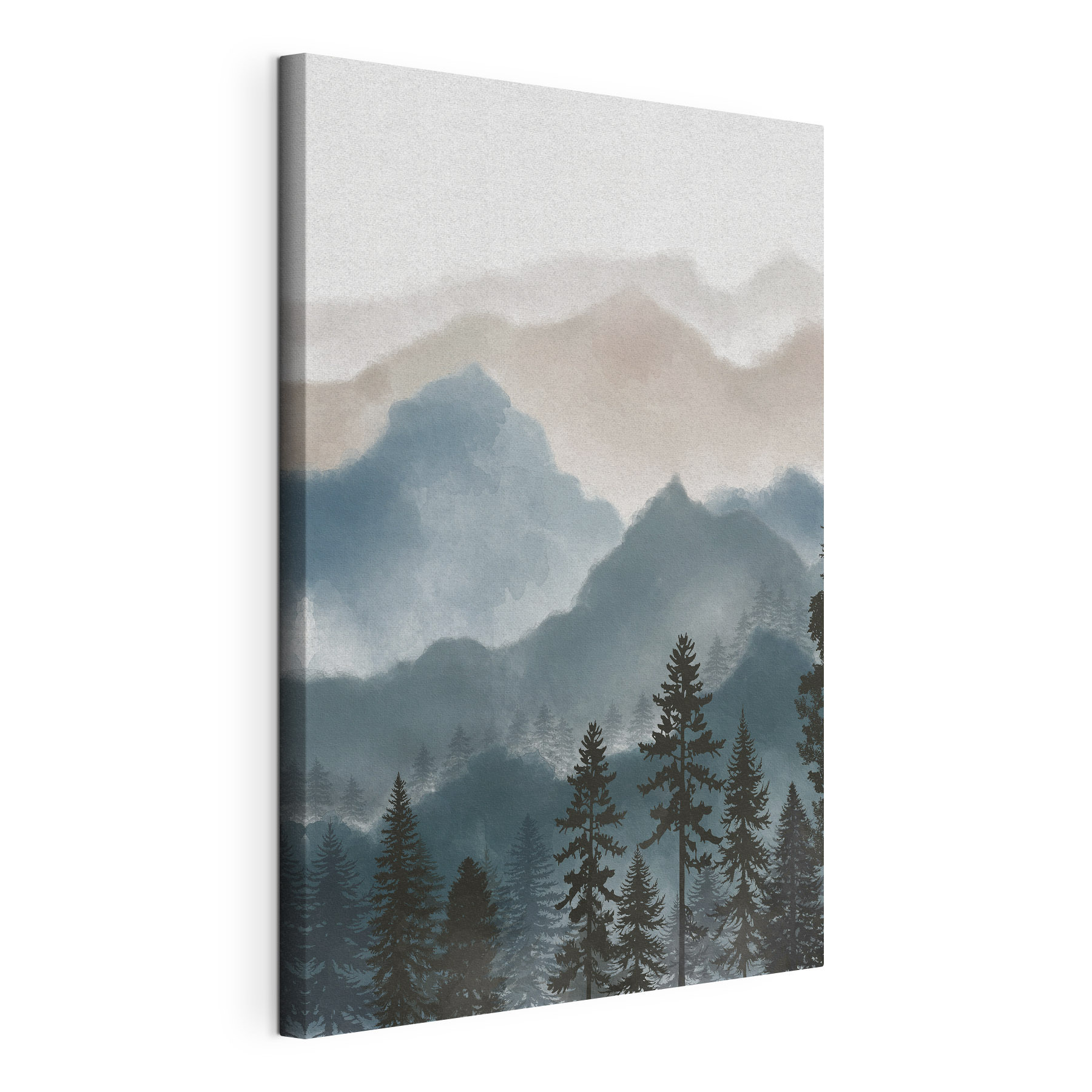 A landscape of mountains and trees