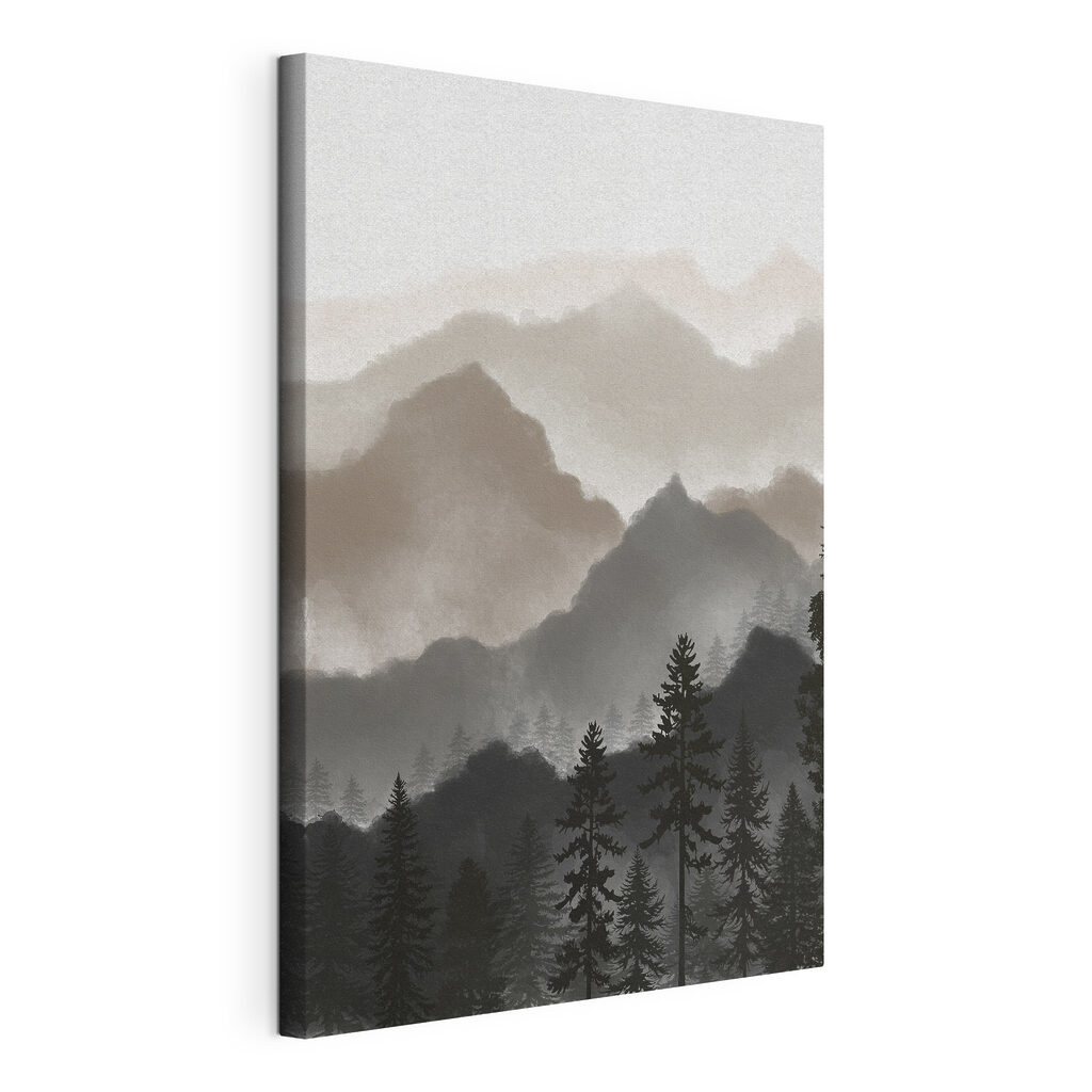 A landscape of mountains and trees A landscape of mountains and trees