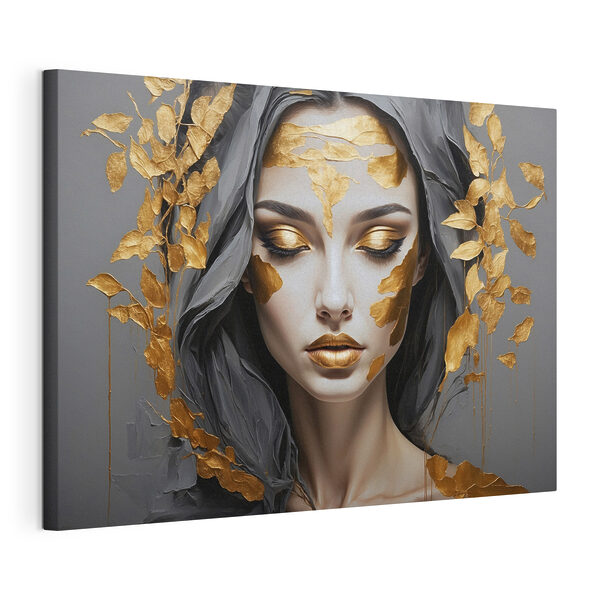 Tableaux Beauté éthérée ornée de feuilles métalliques (UGS : s37326) Tableaux Tableaux Beauté éthérée ornée de feuilles métalliques (UGS : s37326)