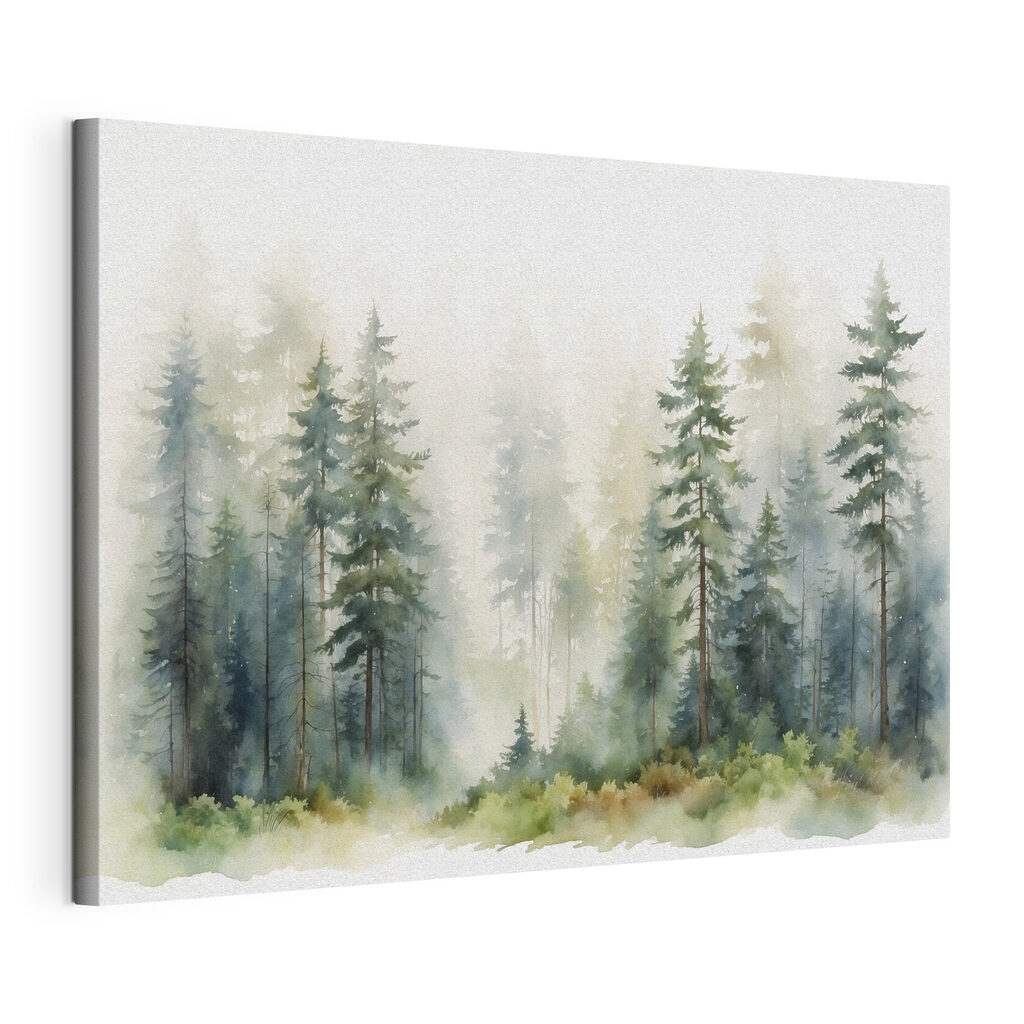 A watercolor of a forest A watercolor of a forest