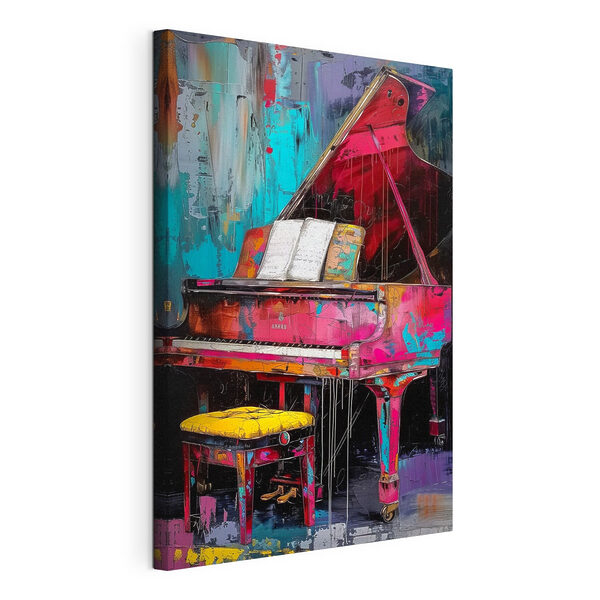 Tableaux Un piano rose avec un tabouret (UGS : s37458) Tableaux Tableaux Un piano rose avec un tabouret (UGS : s37458)