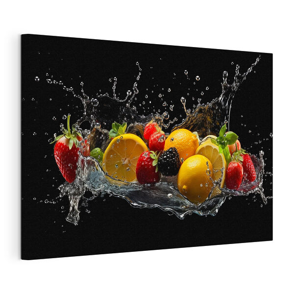 Tableaux Un groupe de fruits s'éclaboussant dans l'eau