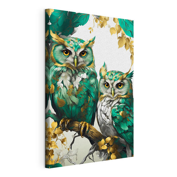 Un couple de hiboux sur une branche Tableaux Un couple de hiboux sur une branche
