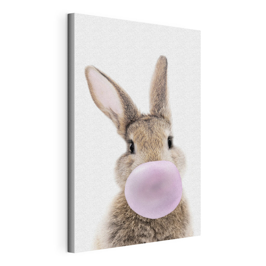 A rabbit with a bubble gum