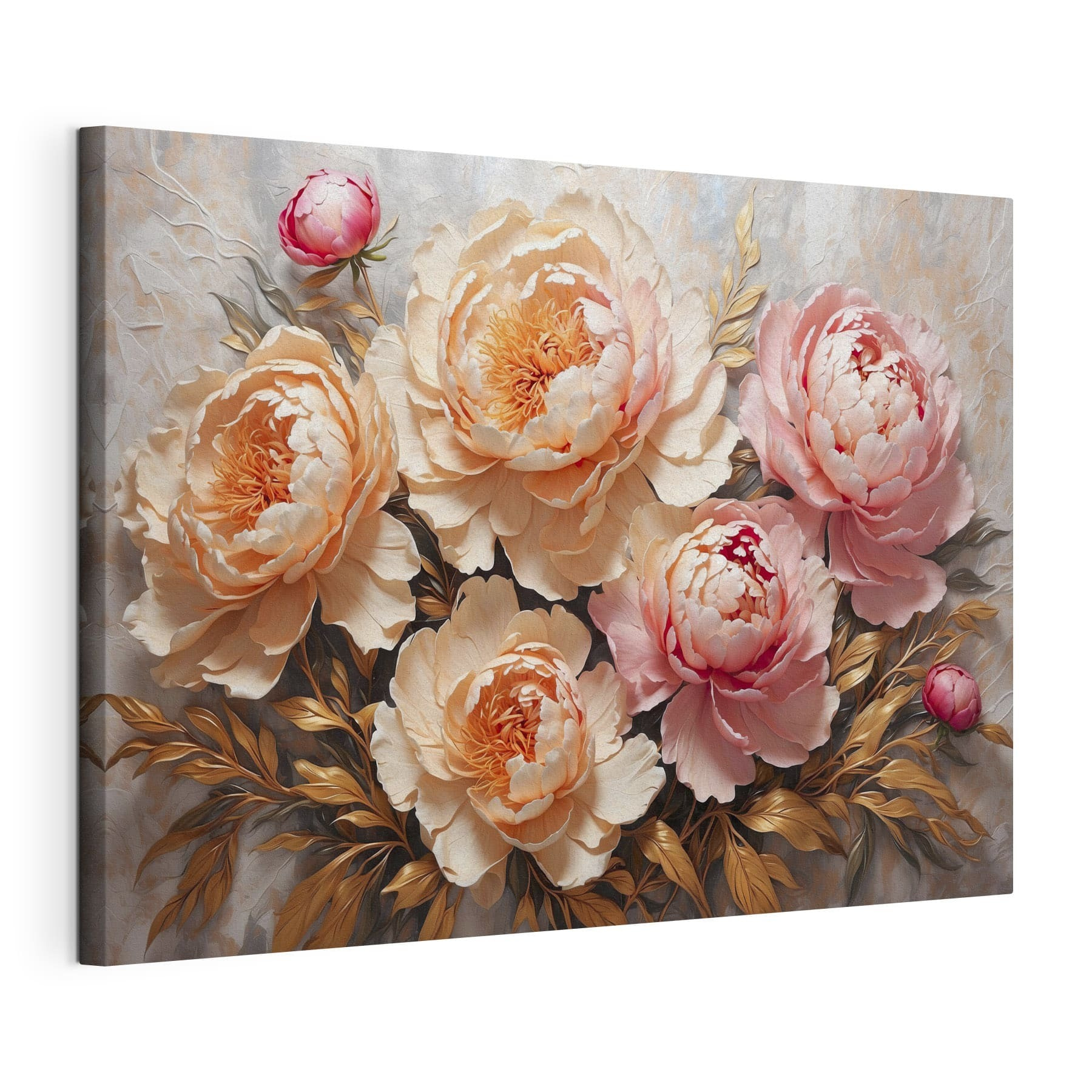 Peonies blooming amid lush foliage Peonies blooming amid lush foliage