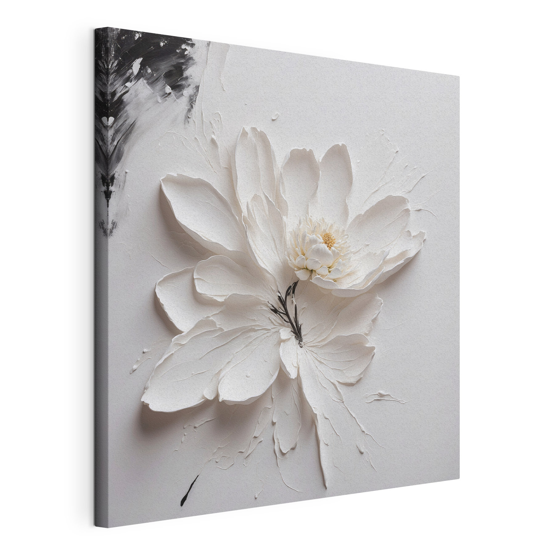 A white flower with black paint A white flower with black paint