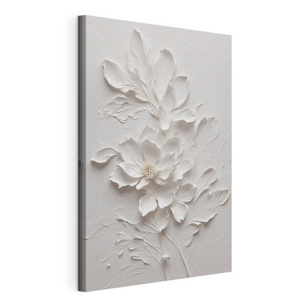 Une fleur blanche avec des feuilles Tableaux Une fleur blanche avec des feuilles