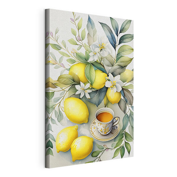 Tableaux Une peinture de citrons et une tasse de thé (UGS : s38403) Tableaux Tableaux Une peinture de citrons et une tasse de thé (UGS : s38403)