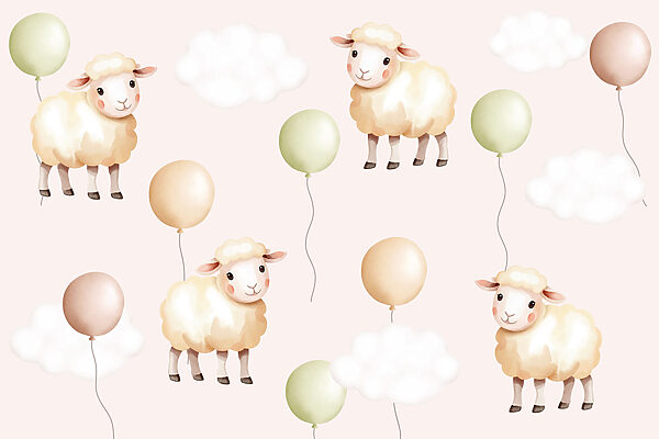 Pattern of sheep and balloons Pattern of sheep and balloons