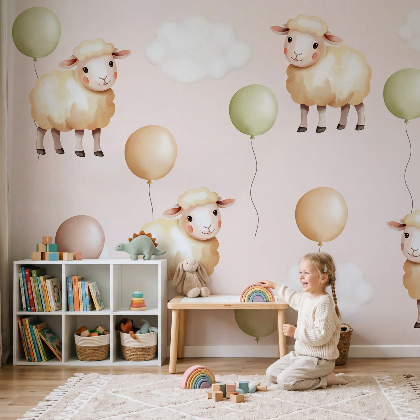 Motif représentant des moutons et des ballons Motif représentant des moutons et des ballons