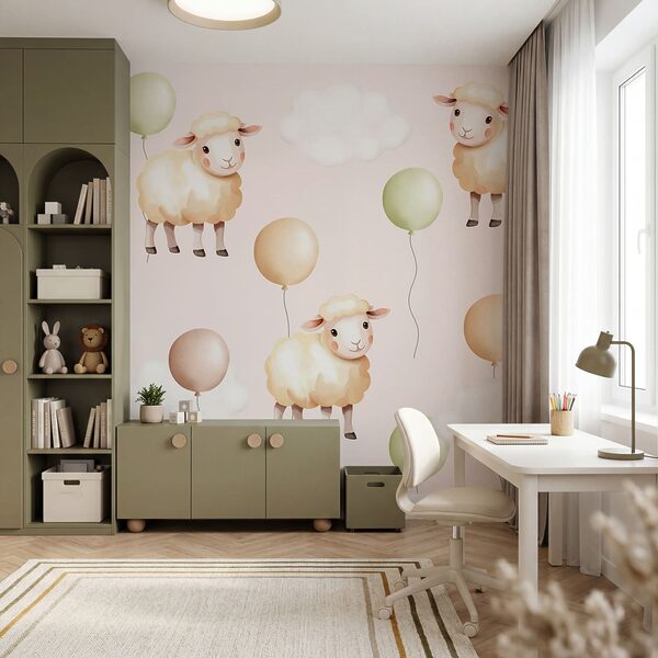 Motif représentant des moutons et des ballons Motif représentant des moutons et des ballons