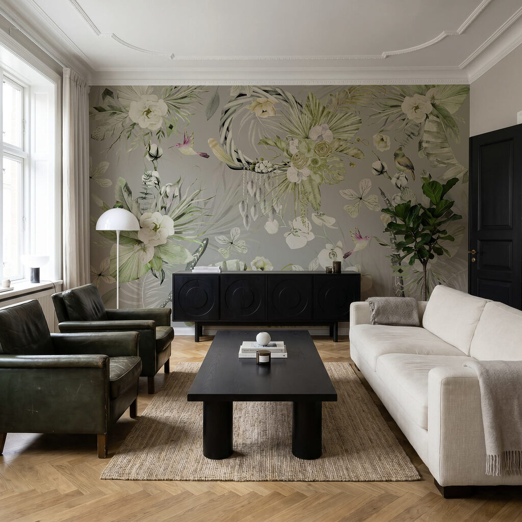 Motif floral avec des oiseaux et des fleurs Motif floral avec des oiseaux et des fleurs