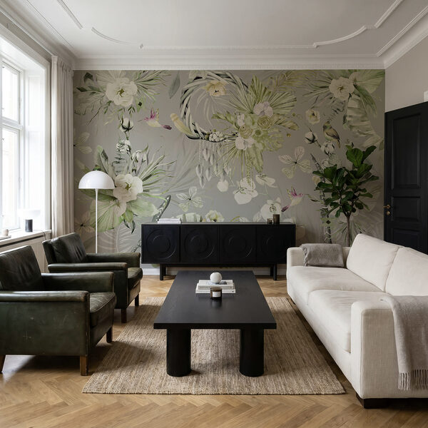 Motif floral avec des oiseaux et des fleurs Motif floral avec des oiseaux et des fleurs