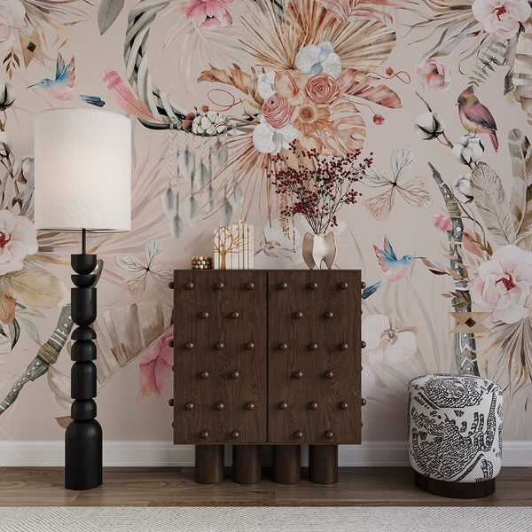 Motif floral avec des oiseaux et des fleurs Motif floral avec des oiseaux et des fleurs