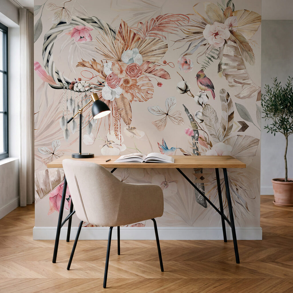 Motif floral avec des oiseaux et des fleurs Motif floral avec des oiseaux et des fleurs