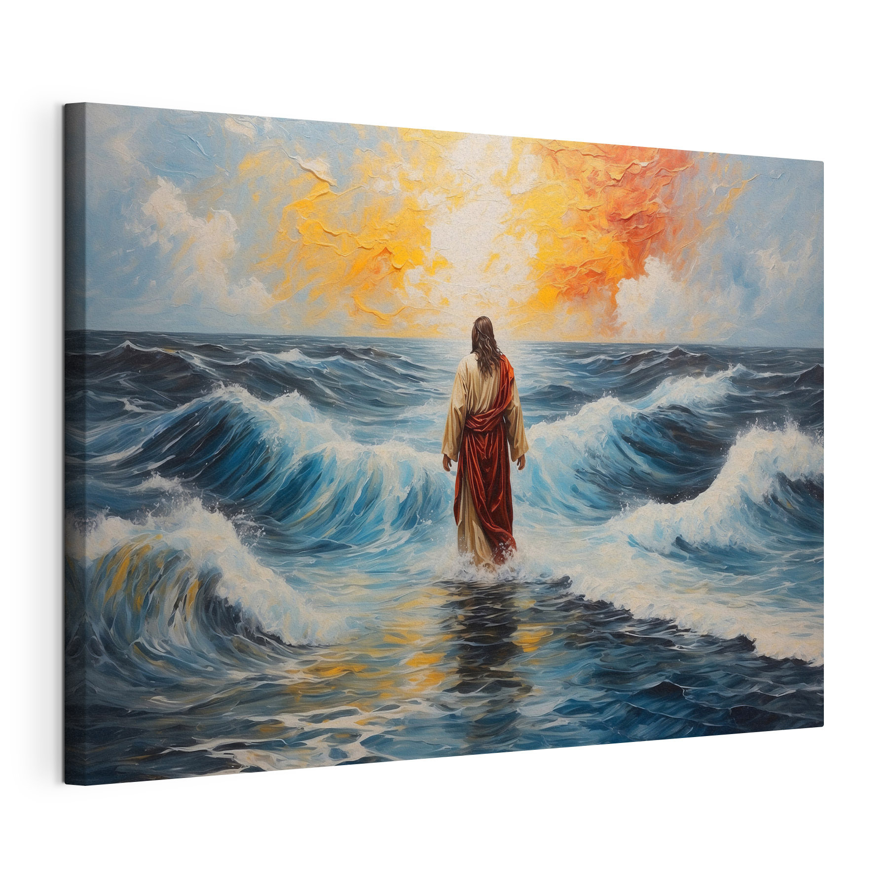 Painting of a man standing in the water Painting of a man standing in the water
