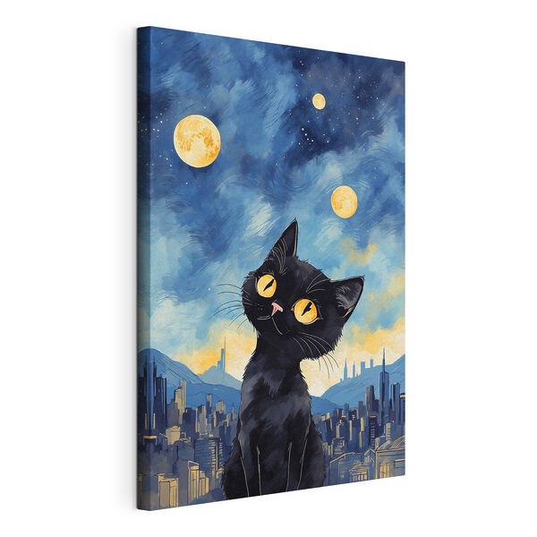 Un chat qui regarde la lune Tableaux Un chat qui regarde la lune