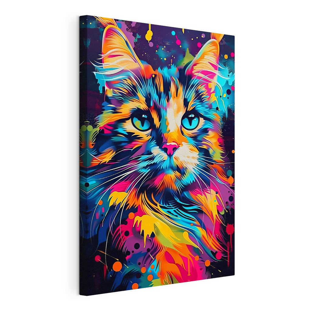 A colorful cat with blue eyes A colorful cat with blue eyes