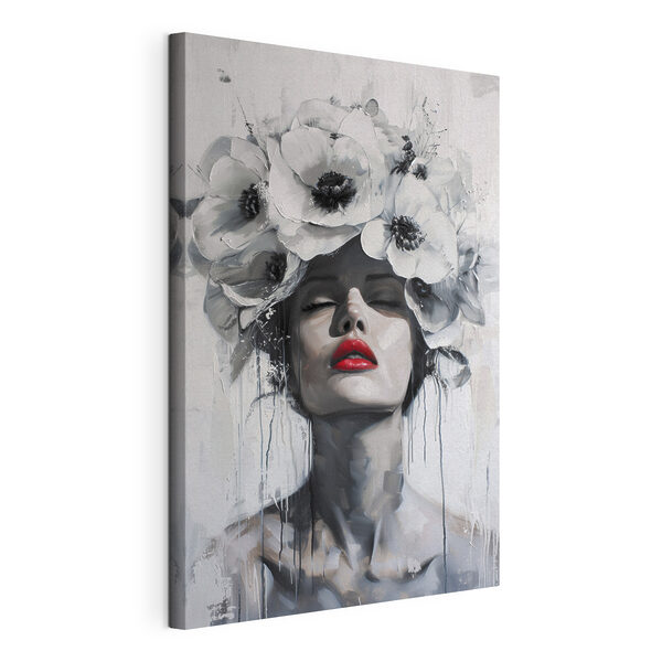 Tableaux Peinture d'une femme avec des fleurs sur la tête
