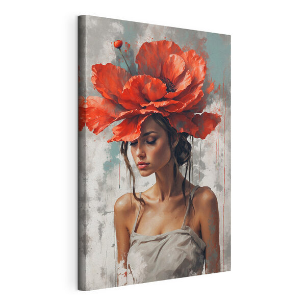 Tableaux Une femme avec des fleurs rouges sur la tête (UGS : s39171) Tableaux Tableaux Une femme avec des fleurs rouges sur la tête (UGS : s39171)