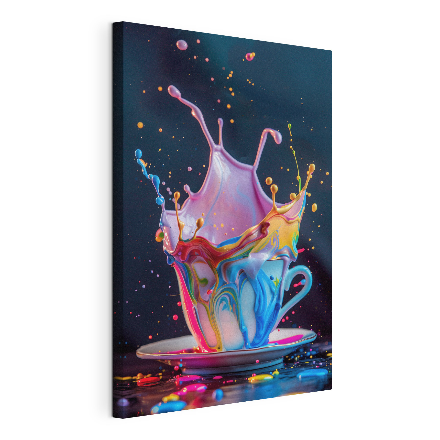 A colorful liquid splashing into a cup A colorful liquid splashing into a cup