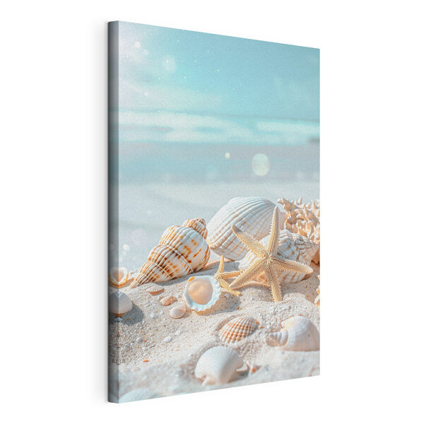 Tableaux Groupe de coquillages et d'étoiles de mer sur le sable