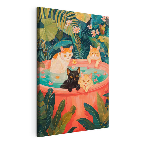Chats dans un bac d'eau Tableaux Chats dans un bac d'eau
