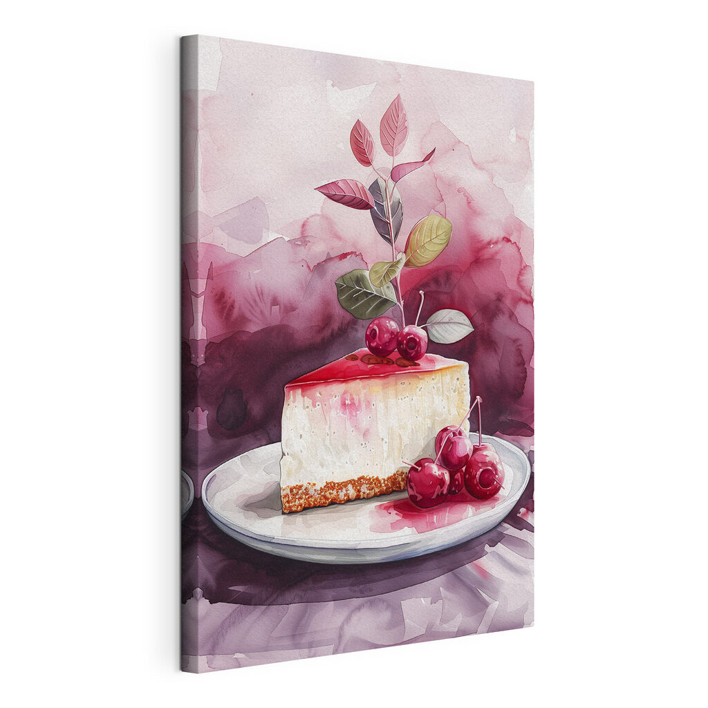Piece of cheesecake with cherries on top Piece of cheesecake with cherries on top
