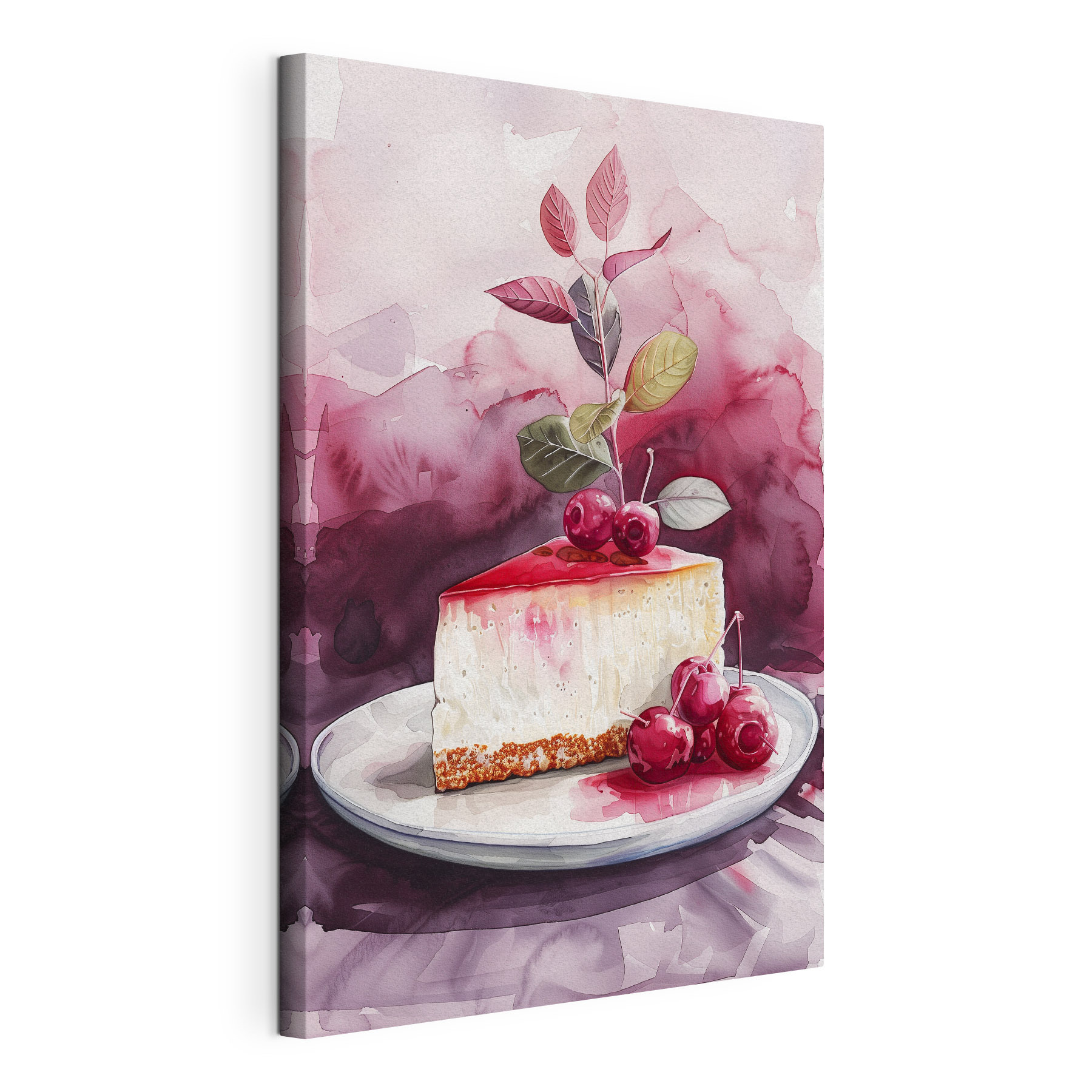 Piece of cheesecake with cherries on top Piece of cheesecake with cherries on top