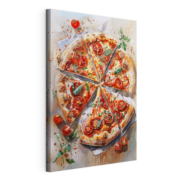 Aquarelle d'une pizza Tableaux Aquarelle d'une pizza