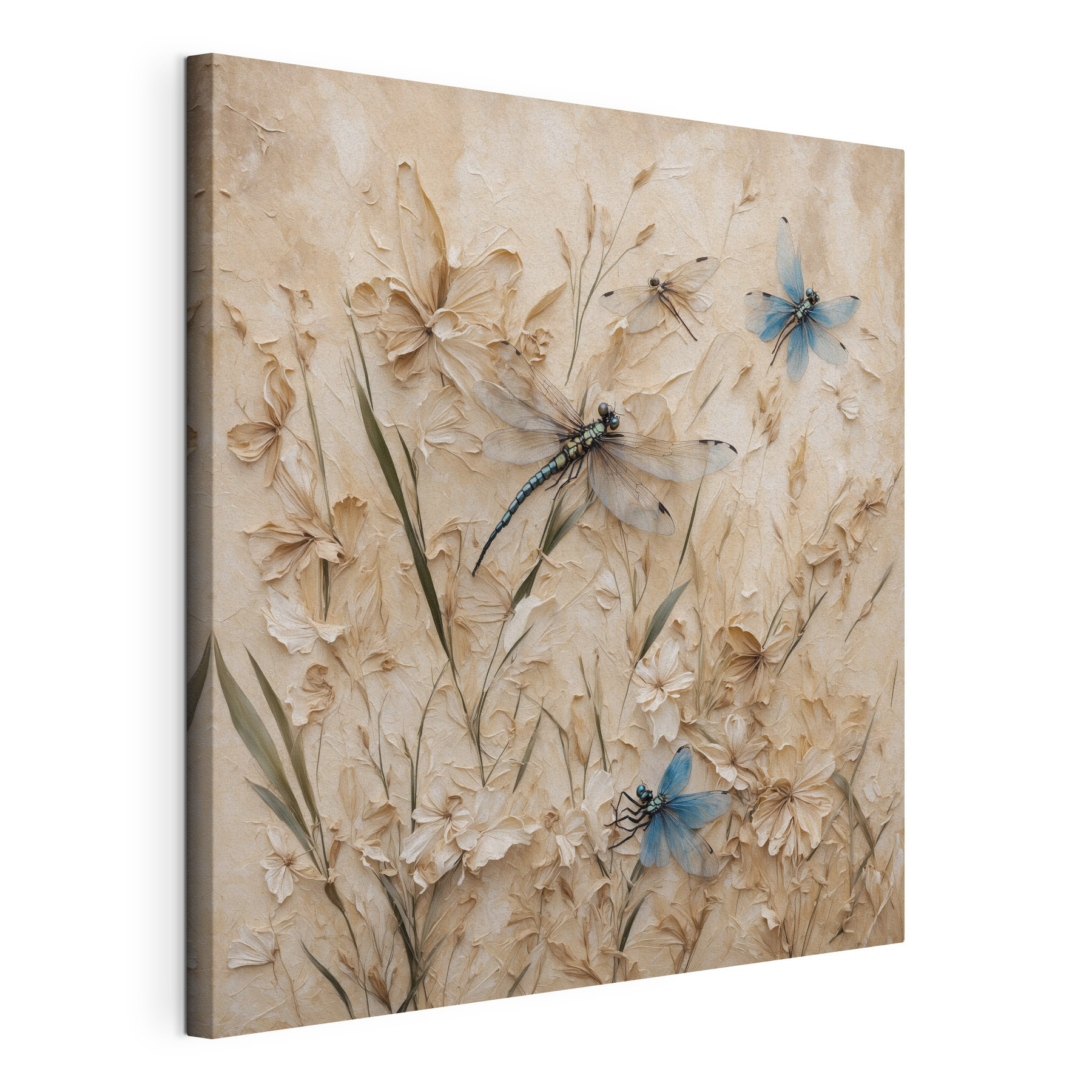 Dragonflies and flowers on a wall Dragonflies and flowers on a wall