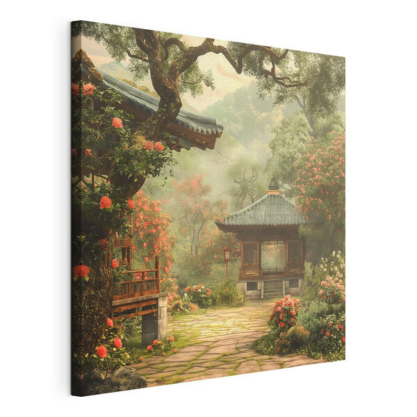 Jardin avec gazebo et arbres Tableaux Jardin avec gazebo et arbres