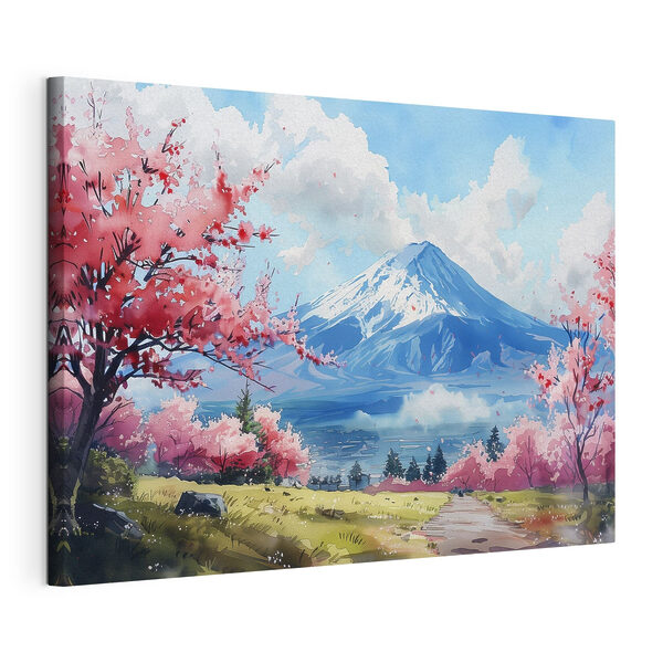 Tableaux Mont Fuji avec des fleurs roses (UGS : s39777) Tableaux Tableaux Mont Fuji avec des fleurs roses (UGS : s39777)
