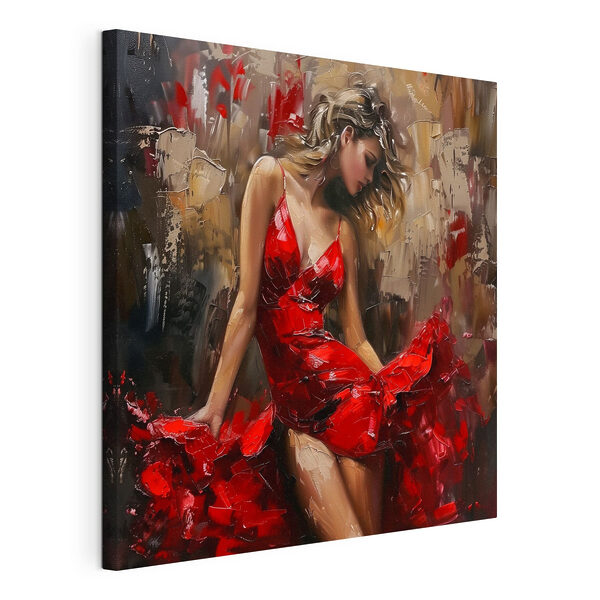 Tableaux Peinture d'une femme en robe rouge