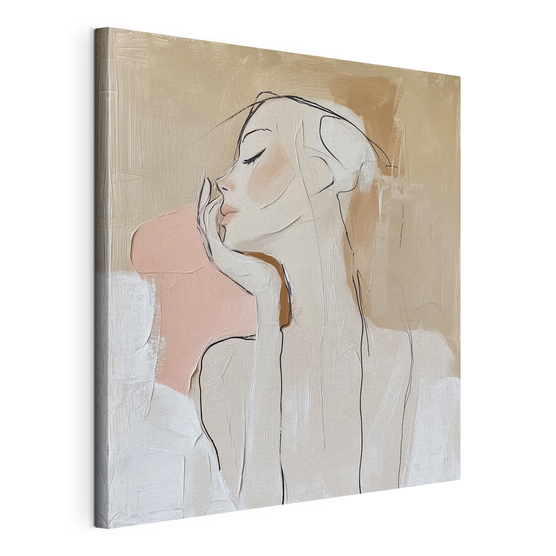Painting of a woman with her hand on her face Painting of a woman with her hand on her face