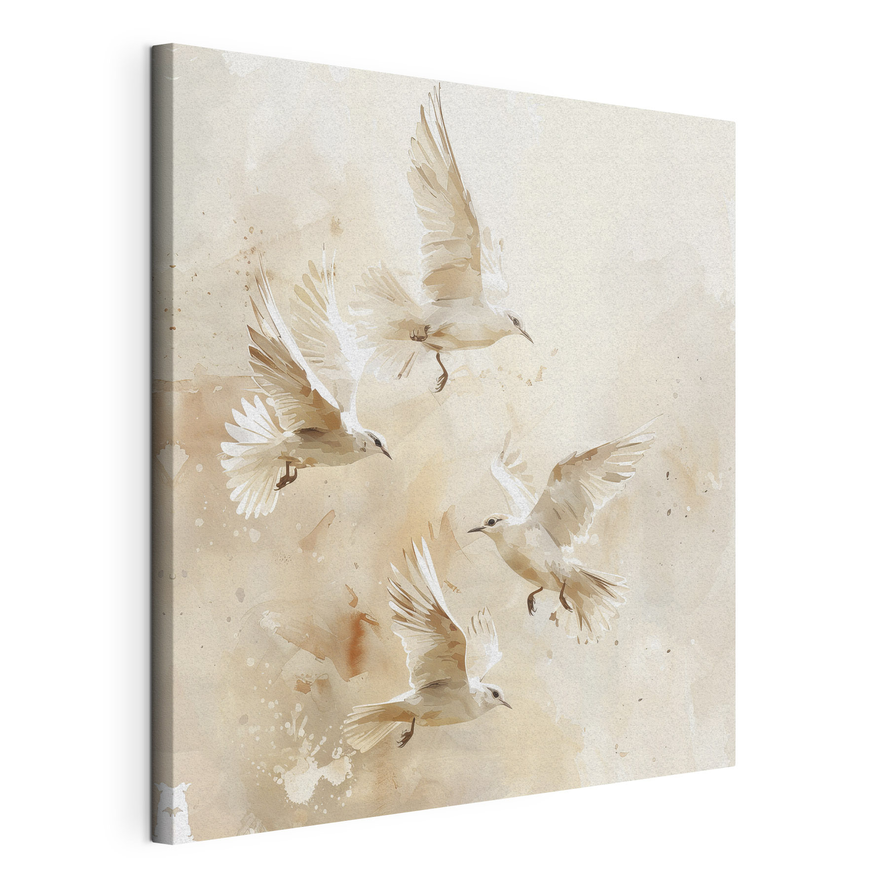 Group of white birds flying