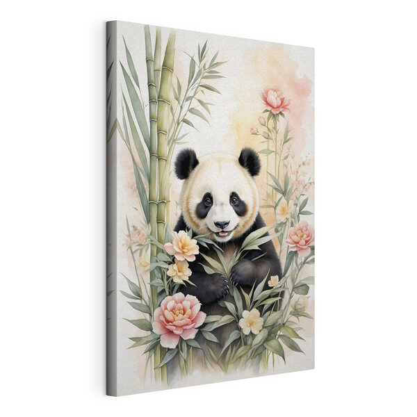 Tableaux Ours panda avec fleurs et bambou (UGS : s40125) Tableaux Tableaux Ours panda avec fleurs et bambou (UGS : s40125)