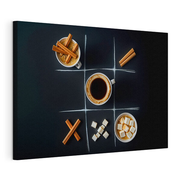 Jeu du morpion avec café et marshmallows Tableaux Jeu du morpion avec café et marshmallows