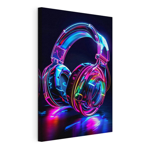 Tableaux Casque d'écoute coloré sur fond noir (UGS : s40209) Tableaux Tableaux Casque d'écoute coloré sur fond noir (UGS : s40209)