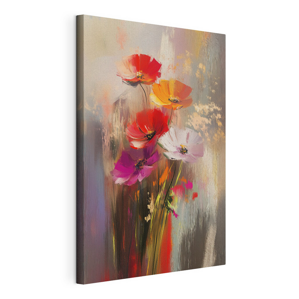 Painting of flowers on a glass surface