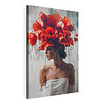 Tableaux Femme avec des fleurs rouges sur la tête