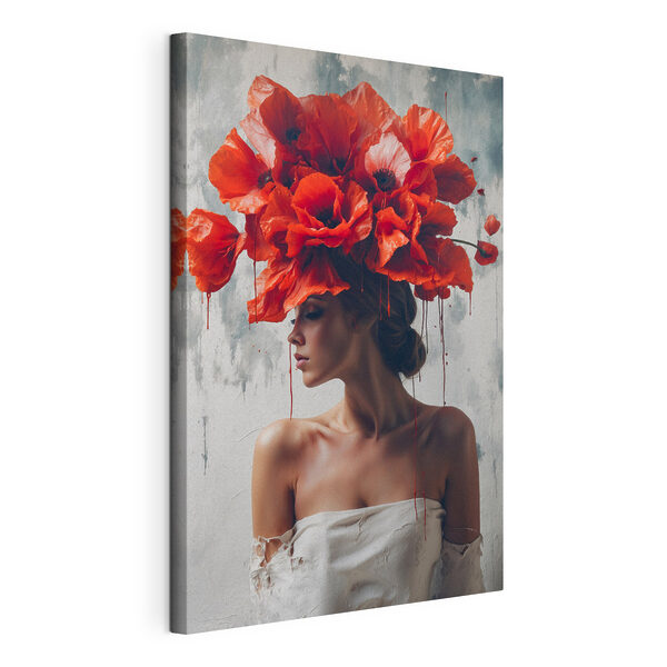 Tableaux Femme avec des fleurs rouges sur la tête (UGS : s40338) Tableaux Tableaux Femme avec des fleurs rouges sur la tête (UGS : s40338)