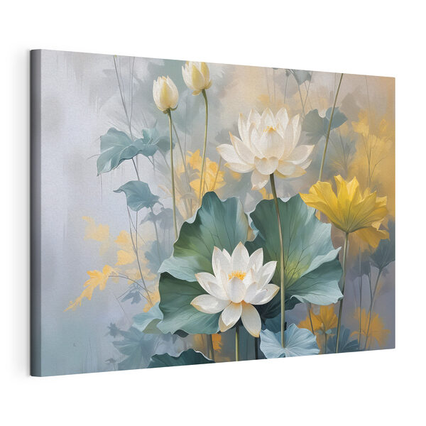 Peinture de fleurs blanches et de feuilles vertes Tableaux Peinture de fleurs blanches et de feuilles vertes