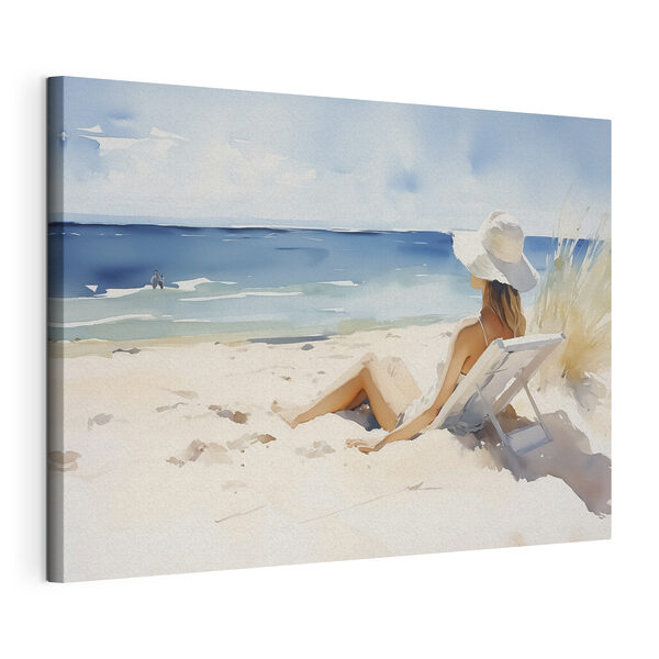 Tableaux Femme assise sur une chaise sur une plage (UGS : s40679) Tableaux Tableaux Femme assise sur une chaise sur une plage (UGS : s40679)