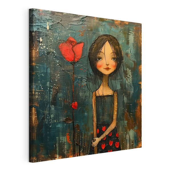Tableaux Peinture d'une fille tenant une fleur (UGS : s40897) Tableaux Tableaux Peinture d'une fille tenant une fleur (UGS : s40897)