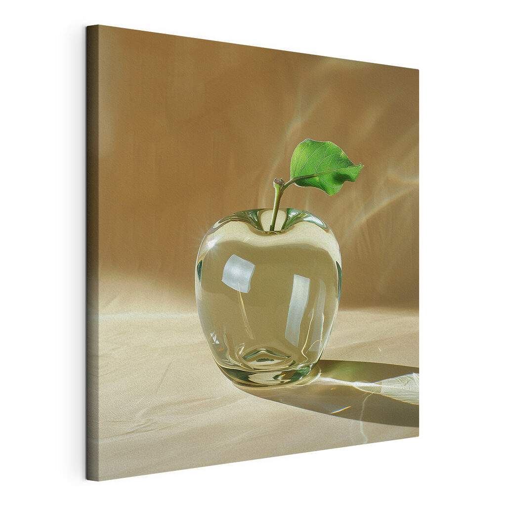 Glass apple with a leaf on it Glass apple with a leaf on it