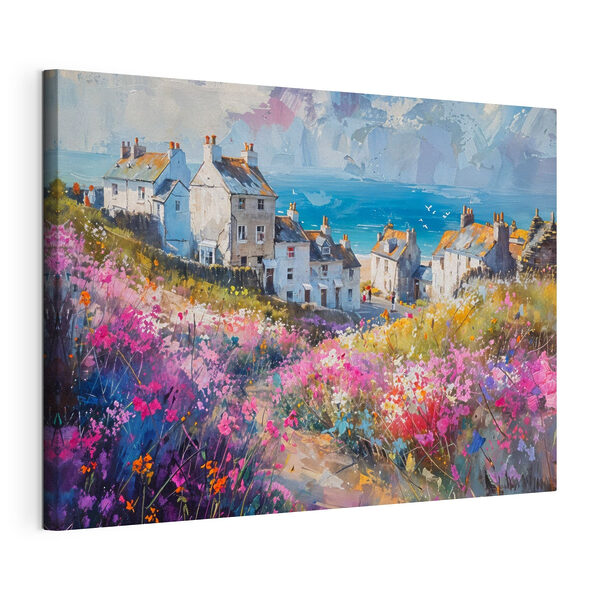 Peinture d'un village avec des fleurs Tableaux Peinture d'un village avec des fleurs