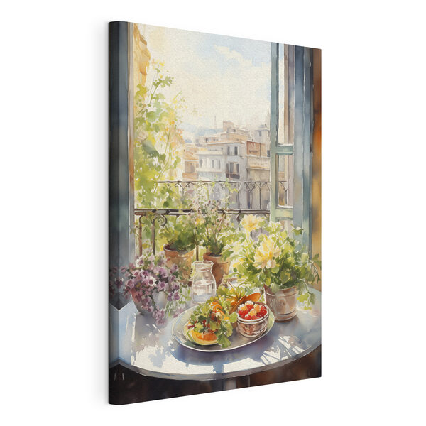 Tableaux Aquarelle de fleurs et de fruits sur une table devant une fenêtre (UGS : s41168) Tableaux Tableaux Aquarelle de fleurs et de fruits sur une table devant une fenêtre (UGS : s41168)