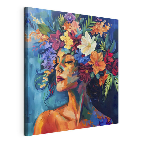 Tableaux Peinture d'une femme avec des fleurs dans les cheveux