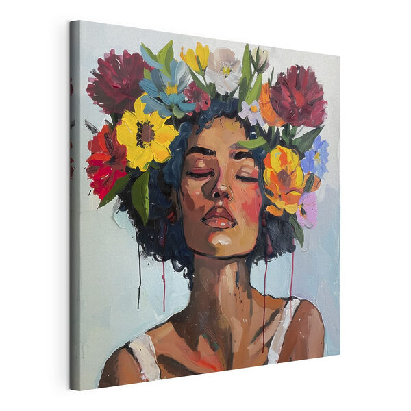 Tableaux Peinture d'une femme avec des fleurs dans les cheveux (UGS : s38575) Tableaux Tableaux Peinture d'une femme avec des fleurs dans les cheveux (UGS : s38575)